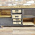 Sideboard - 4 Door - Medium - on Wheels - 125cm - Industrial - Metal & Wood