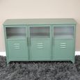 Sideboard - 3 Door - Green Metal - Medium - 120cm - Industrial