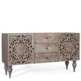 Edith Sideboard - Grey Carved Mango Wood - 2 Door - Medium - 150cm