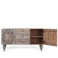 Edith Sideboard - Grey Carved Mango Wood - 2 Door - Medium - 150cm