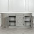 French Style Sideboard - Grey Mahogany - Curved - 4 Door - Extra Large - 200cm