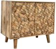 Geometric Carved Mango Wood Small Sideboard - 2 Doors