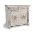 Greth Sideboard - Distressed White Carved Mango Wood - 2 Door - Small - 120cm