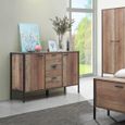 Industrial Rustic Oak Effect 2 Door 3 Drawer Sideboard