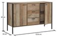 Industrial Rustic Oak Effect 2 Door 3 Drawer Sideboard