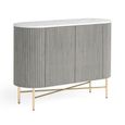 Isabella Grey Sideboard - Small 2 Door Curved Fluted - 100cm - White Marble Top