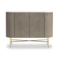 Isabella Grey Sideboard - Small 2 Door Curved Fluted - 100cm - White Marble Top