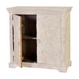 Isqari Sideboard - White Washed Carved Mango Wood - 2 Door - Small - 90cm