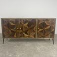 Juan Butterfly Parquet Sheesham Wood 3 Door Large Sideboard - 170cm