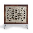 Jush Sideboard - Carved Dark Mango Wood - 2 Door - Small - 80cm