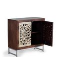 Jush Sideboard - Carved Dark Mango Wood - 2 Door - Small - 80cm