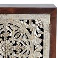 Jush Sideboard - Carved Dark Mango Wood - 2 Door - Small - 80cm