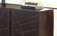 Kaza Dark Mango Wood 160cm Large Sideboard - Hairpin Legs with Gold Geometric Inlay