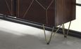 Kaza Dark Mango Wood 160cm Large Sideboard - Hairpin Legs with Gold Geometric Inlay
