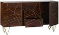 Kaza Dark Mango Wood 160cm Large Sideboard - Hairpin Legs with Gold Geometric Inlay