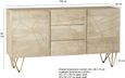 Kaza Light Mango Wood 160cm Large Sideboard - Hairpin Legs with Gold Geometric Inlay