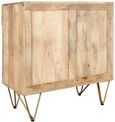 Kaza Light Mango Wood 90cm Small Sideboard - Hairpin Legs with Gold Geometric Inlay