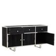Kerala Sideboard - 3 Door - Medium - Black Pine Wood - 150cm
