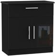 Knightsbridge Gloss Black Compact Sideboard - 2 Doors