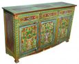 Kufri Hand Painted Folk Pattern Sideboard, 140cm with 3 Door 3 Drawer