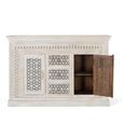 Lomax Sideboard - White Carved Mango Wood - 2 Door - Medium - 150cm