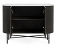 Lucas Black Sideboard - 100cm Small 2 Door Fluted Curved - White Marble Top