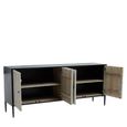 Luxor Sideboard - 4 Door - Extra Large - Black and Grey Pine Wood - 200cm