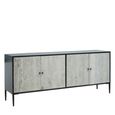 Luxor Sideboard - 4 Door - Extra Large - Black and Grey Pine Wood - 200cm