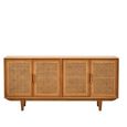 Lyon Sideboard - Large - 4 Door - Oak Wood and Rattan - 160cm