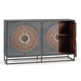 Lytton Sideboard - Grey Carved Mango Wood - 4 Door - Medium - 150cm