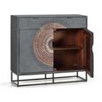 Lytton Sideboard - Grey Carved Mango Wood - Small - 2 Door - 100cm