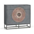 Lytton Sideboard - Grey Carved Mango Wood - Small - 2 Door - 100cm