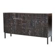 Macedonia Sideboard - Carved Dark Mango Wood - 3 Door - Medium - 150cm