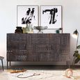 Macedonia Sideboard - Carved Dark Mango Wood - 3 Door - Medium - 150cm
