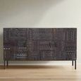 Macedonia Sideboard - Carved Dark Mango Wood - 3 Door - Medium - 150cm