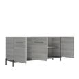 Mia Large Buffet Sideboard - 185cm - 3 Door - with Handles - Grey