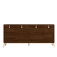 Modern Eva Large Buffet Sideboard - 4 Doors - Walnut with Gold Trim