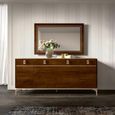 Modern Eva Large Buffet Sideboard - 4 Doors - Walnut with Gold Trim