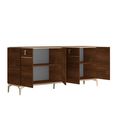 Modern Eva Large Buffet Sideboard - 4 Doors - Walnut with Gold Trim