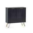 Murano Sideboard - 80cm - 2 Door - Compact - Ribbed - Black