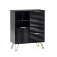 Murano Sideboard - 80cm - 2 Door - Small - Ribbed - Black