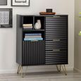 Murano Sideboard - 80cm - 2 Door - Small - Ribbed - Black