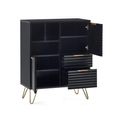 Murano Sideboard - 80cm - 2 Door - Small - Ribbed - Black