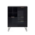Murano Sideboard - 80cm - 2 Door - Small - Ribbed - Black