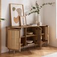 Noah Medium Sideboard - 150cm - 3 Door - Oak and Rattan