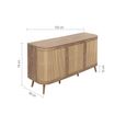 Noah Medium Sideboard - 150cm - 3 Door - Oak and Rattan