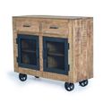 Noemi Industrial Style Mango Wood - 2 Door Small Sideboard - 100cm
