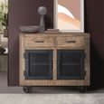 Noemi Industrial Style Mango Wood - 2 Door Small Sideboard - 100cm