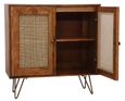Nyack Mango Wood with Rattan 90cm Small 2 Door Sideboard - Hairpin Legs