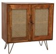 Nyack Mango Wood with Rattan 90cm Small 2 Door Sideboard - Hairpin Legs